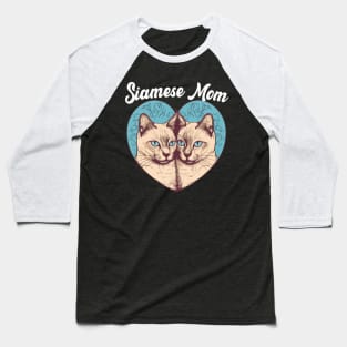 Cat Mom 4th of July Siamese cat Heart Baseball T-Shirt